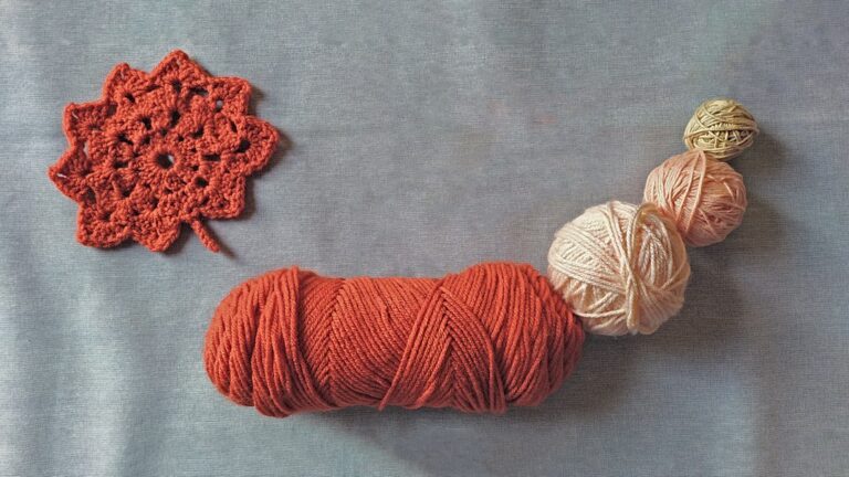 Handmade autumn leaf in warm yarn tones