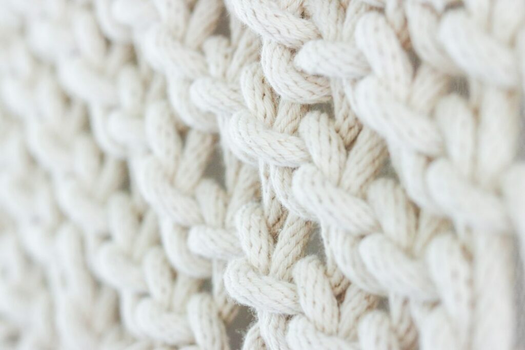 Warm neutral crochet textile and stitches
